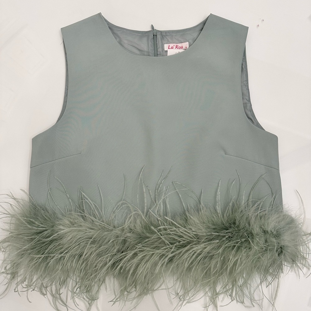Mint green feather top
